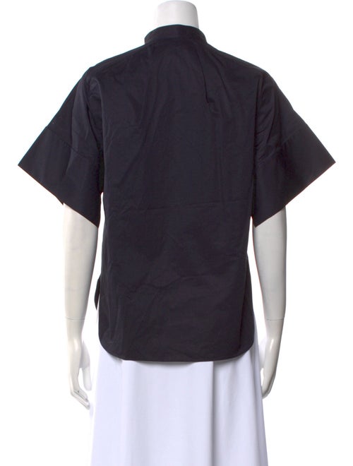 Tibi Mock Neck Short Sleeve Button-Up Top