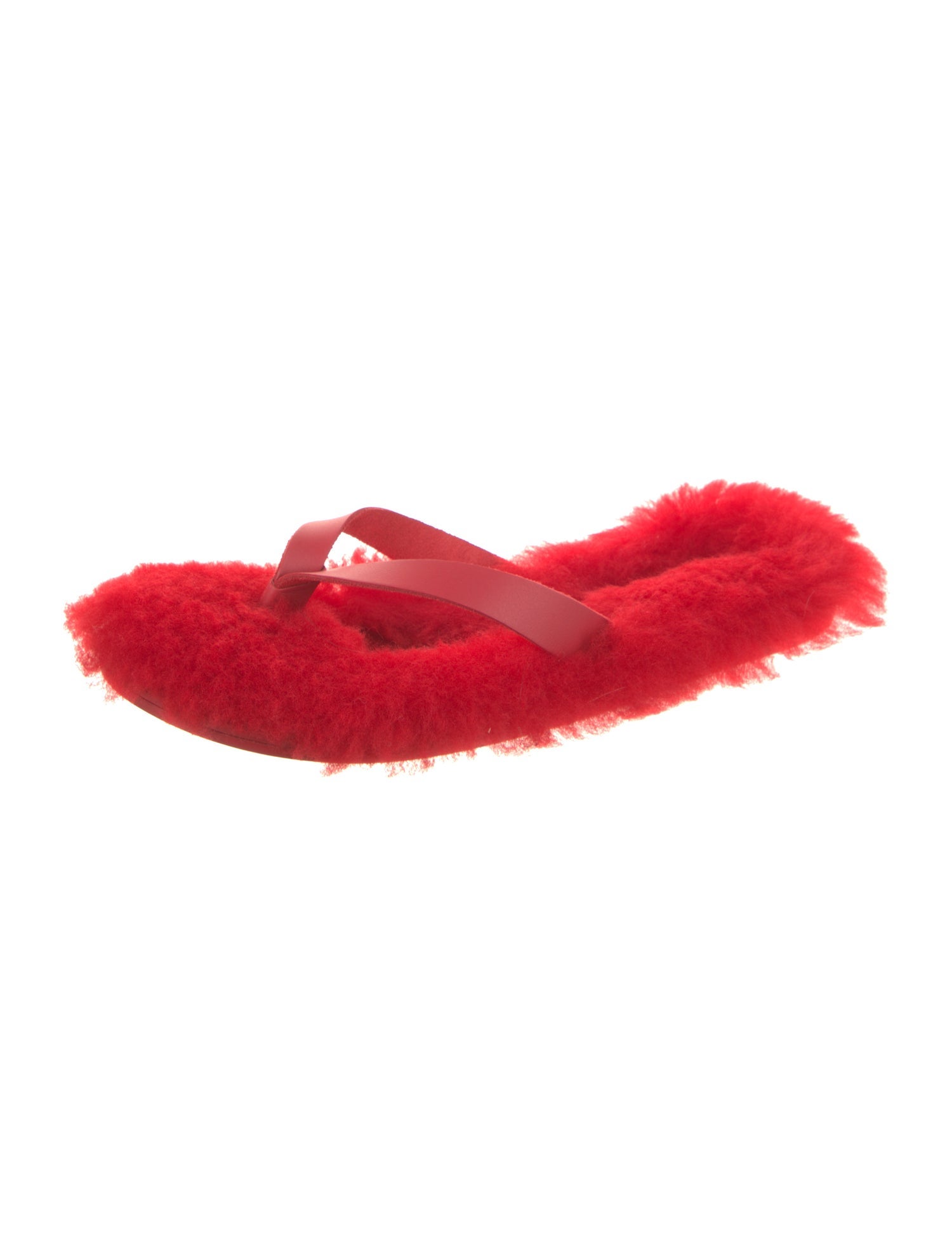 Tibi Shearling Leather Trim Embellishment Slides