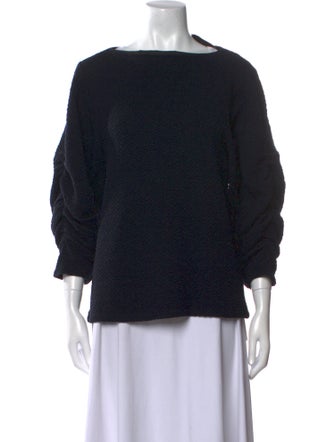 Tibi Bateau Neckline Three-Quarter Sleeve Blouse