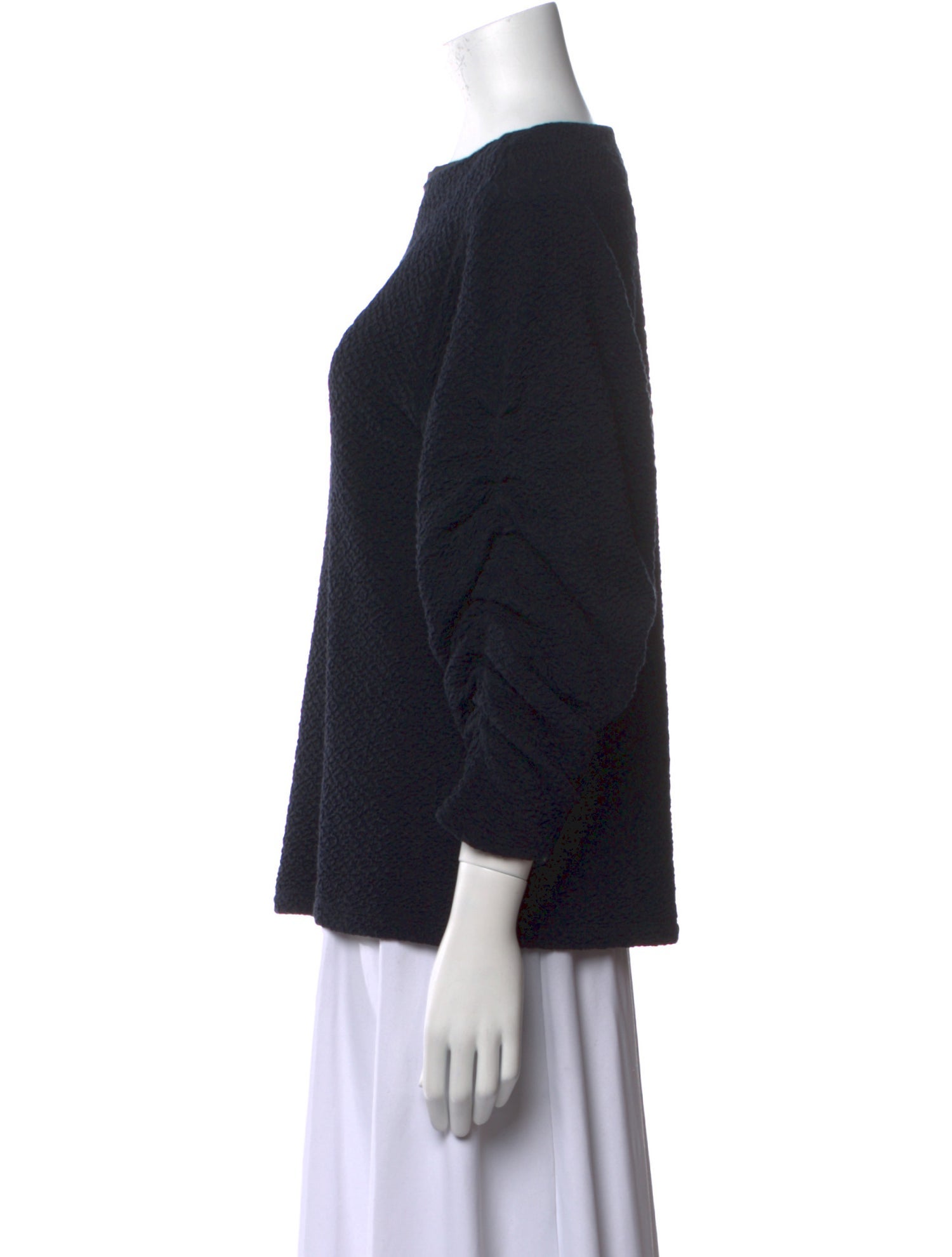 Tibi Bateau Neckline Three-Quarter Sleeve Blouse