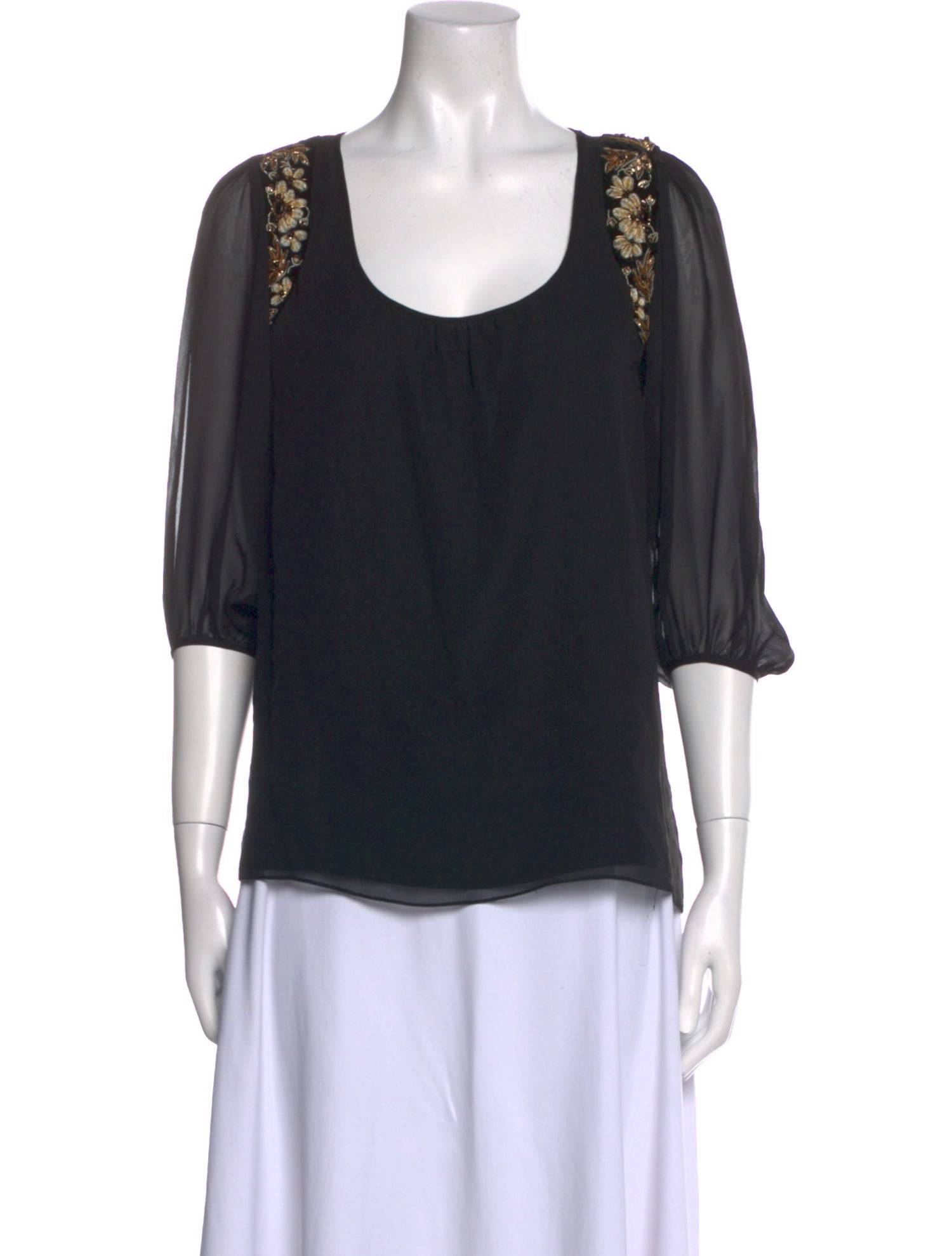 Tibi Silk Scoop Neck Blouse