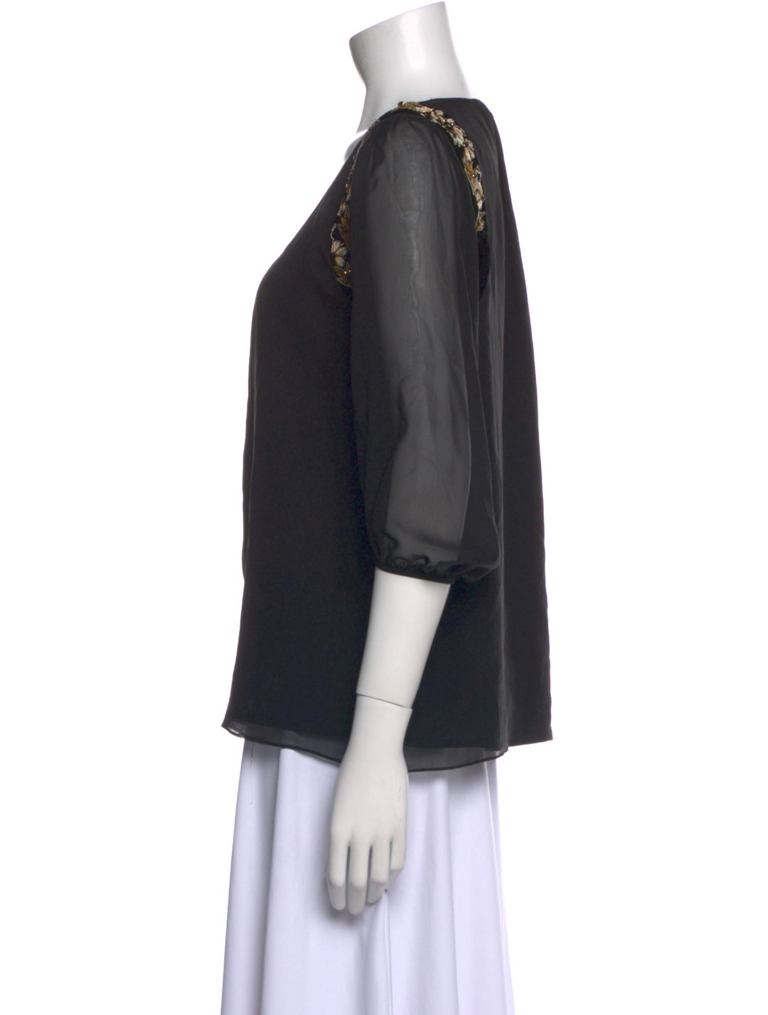 Tibi Silk Scoop Neck Blouse