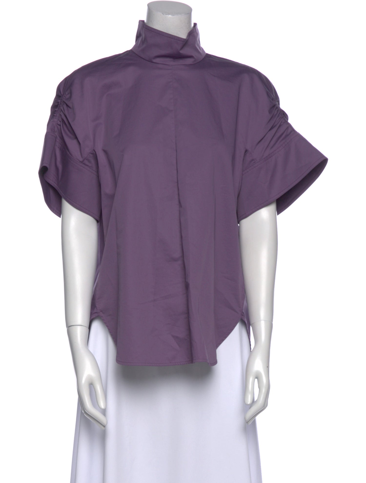 Tibi Mock Neck Short Sleeve Blouse