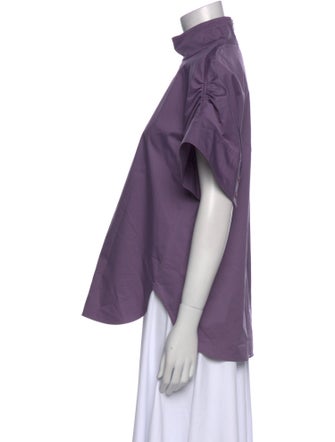 Tibi Mock Neck Short Sleeve Blouse