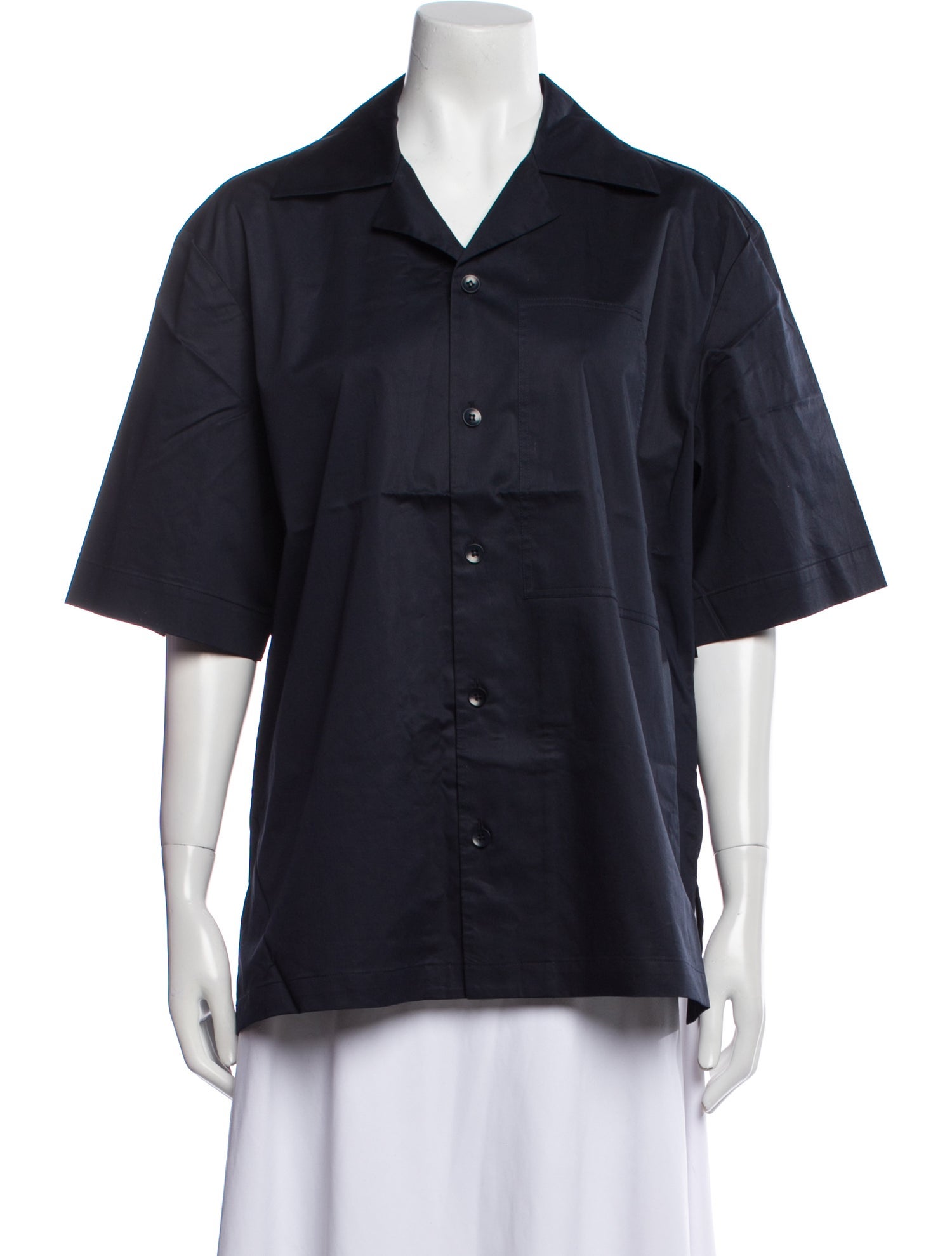 Tibi Short Sleeve Button-Up Top