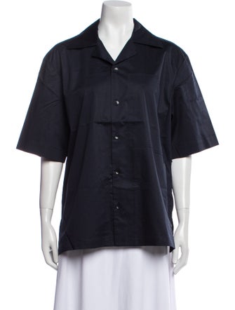 Tibi Short Sleeve Button-Up Top