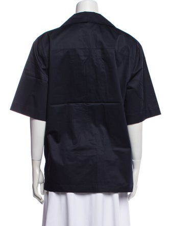 Tibi Short Sleeve Button-Up Top
