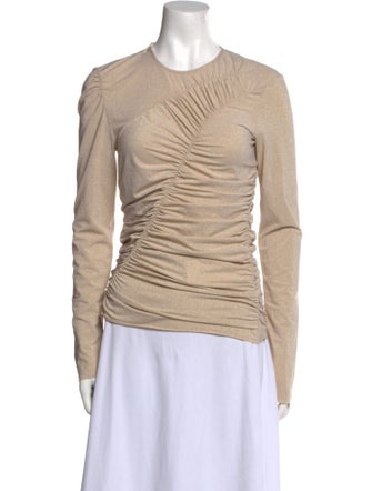 Tibi Crew Neck Long Sleeve Top