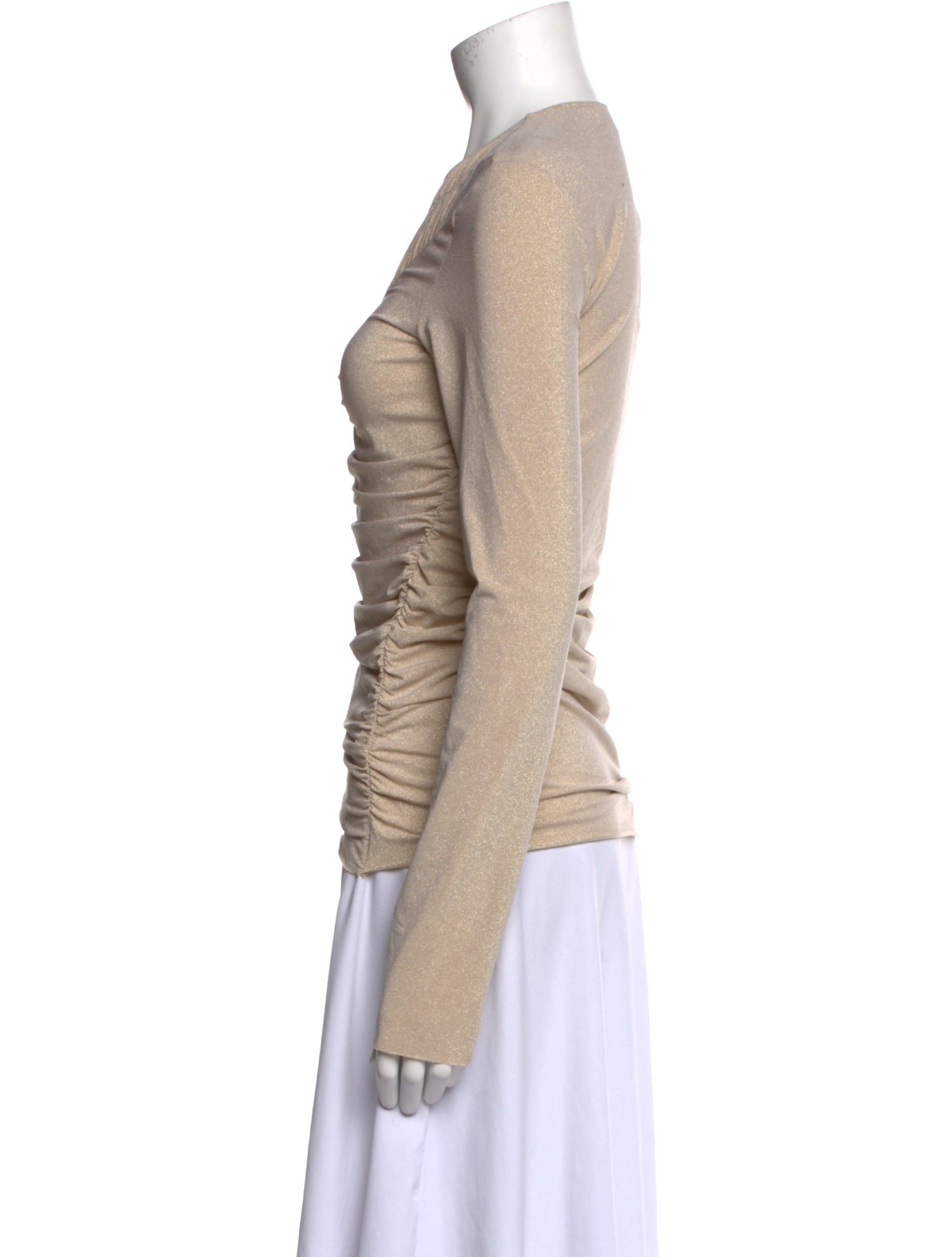 Tibi Crew Neck Long Sleeve Top