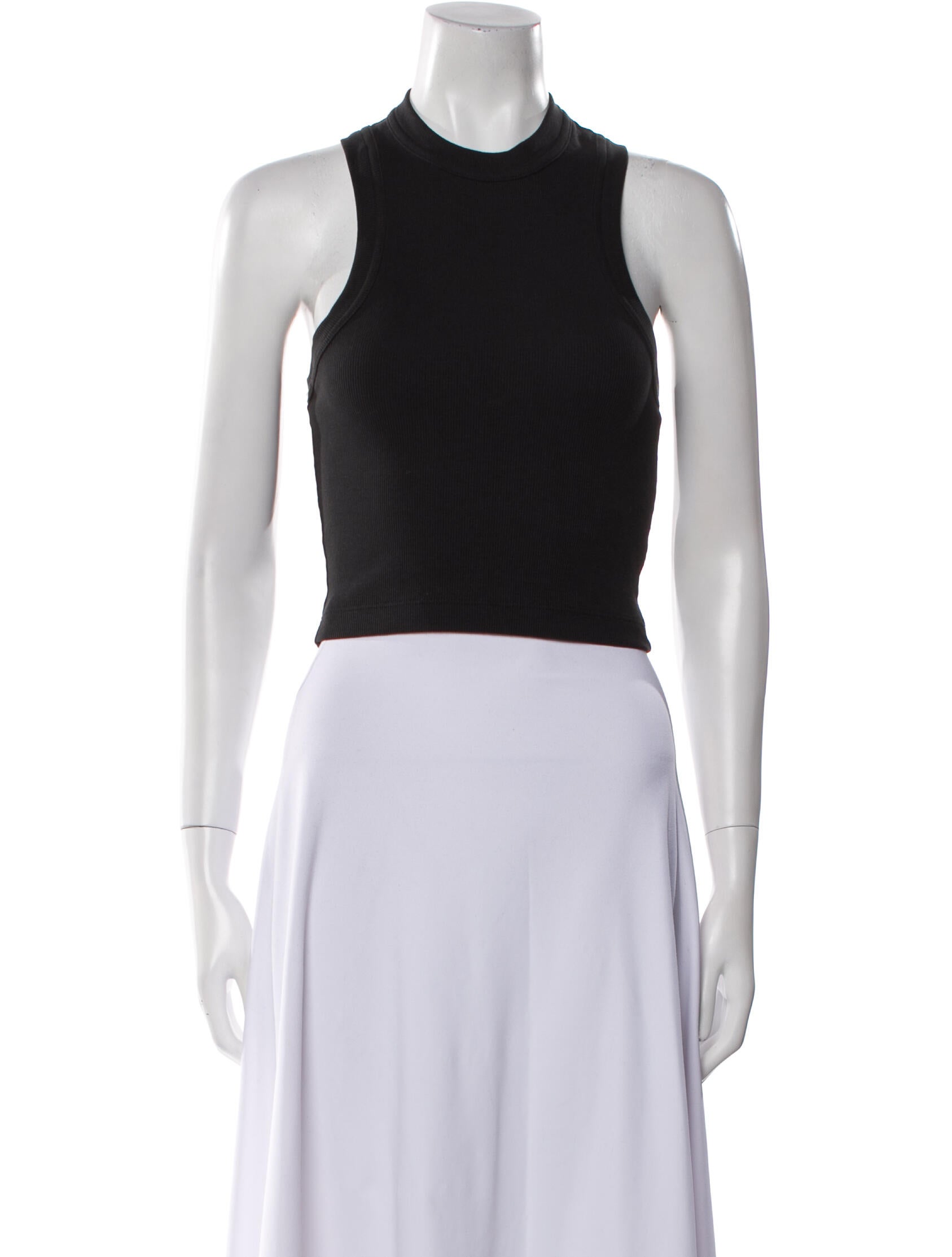 Tibi Crew Neck Sleeveless Crop Top