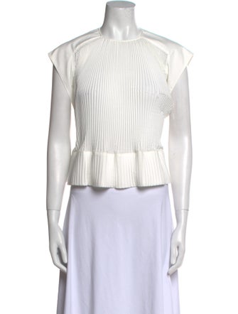 Tibi Striped Crew Neck Crop Top