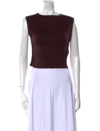 Tibi Bateau Neckline Sleeveless Crop Top