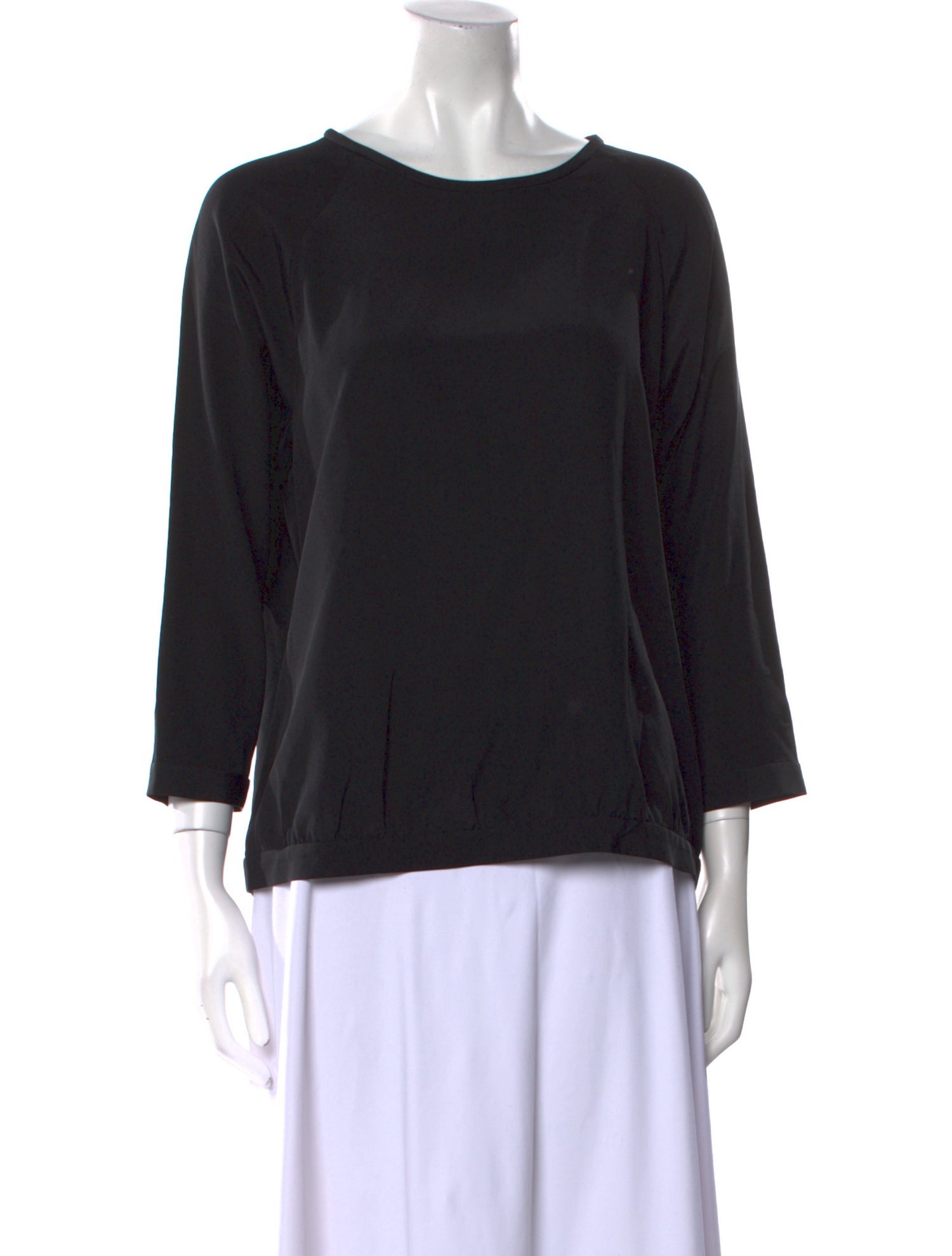 Tibi Silk Bateau Neckline Top