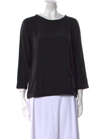 Tibi Silk Bateau Neckline Top