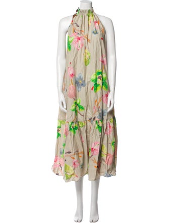 Tibi Floral Print Long Dress