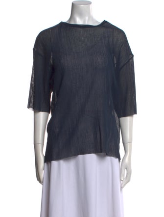 Tibi Bateau Neckline Three-Quarter Sleeve Blouse