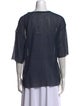 Tibi Bateau Neckline Three-Quarter Sleeve Blouse
