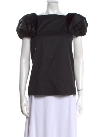 Tibi Square Neckline Short Sleeve Blouse