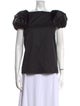 Tibi Square Neckline Short Sleeve Blouse