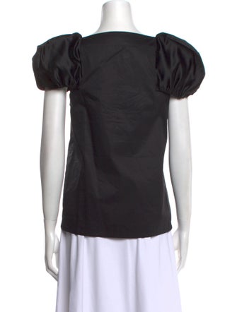 Tibi Square Neckline Short Sleeve Blouse