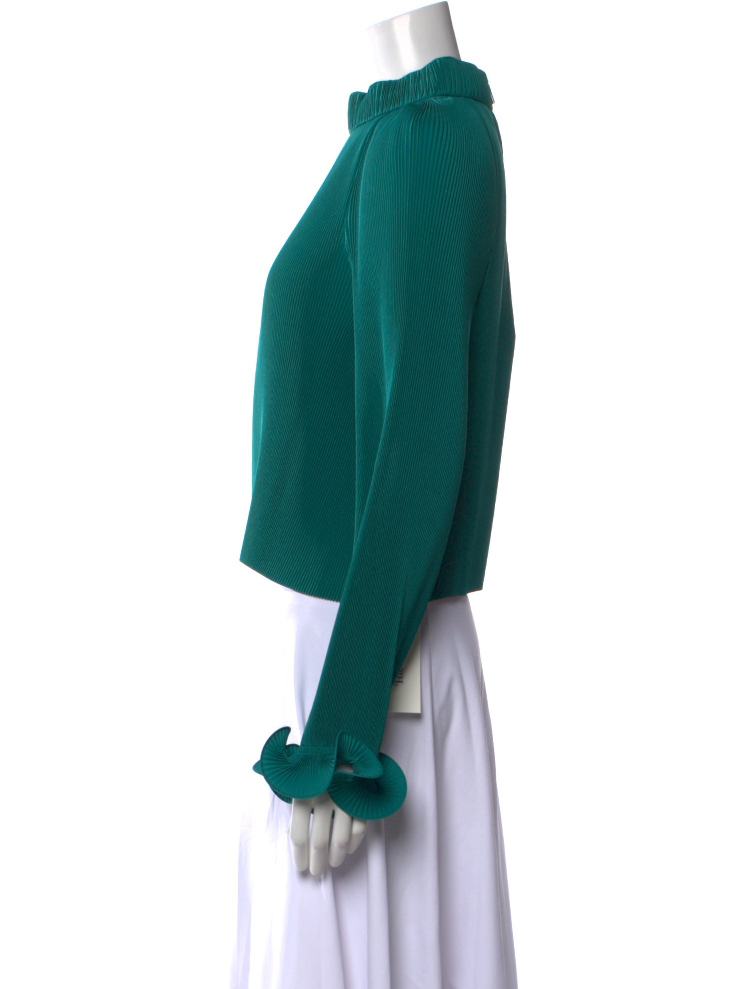 Tibi Mock Neck Long Sleeve Crop Top