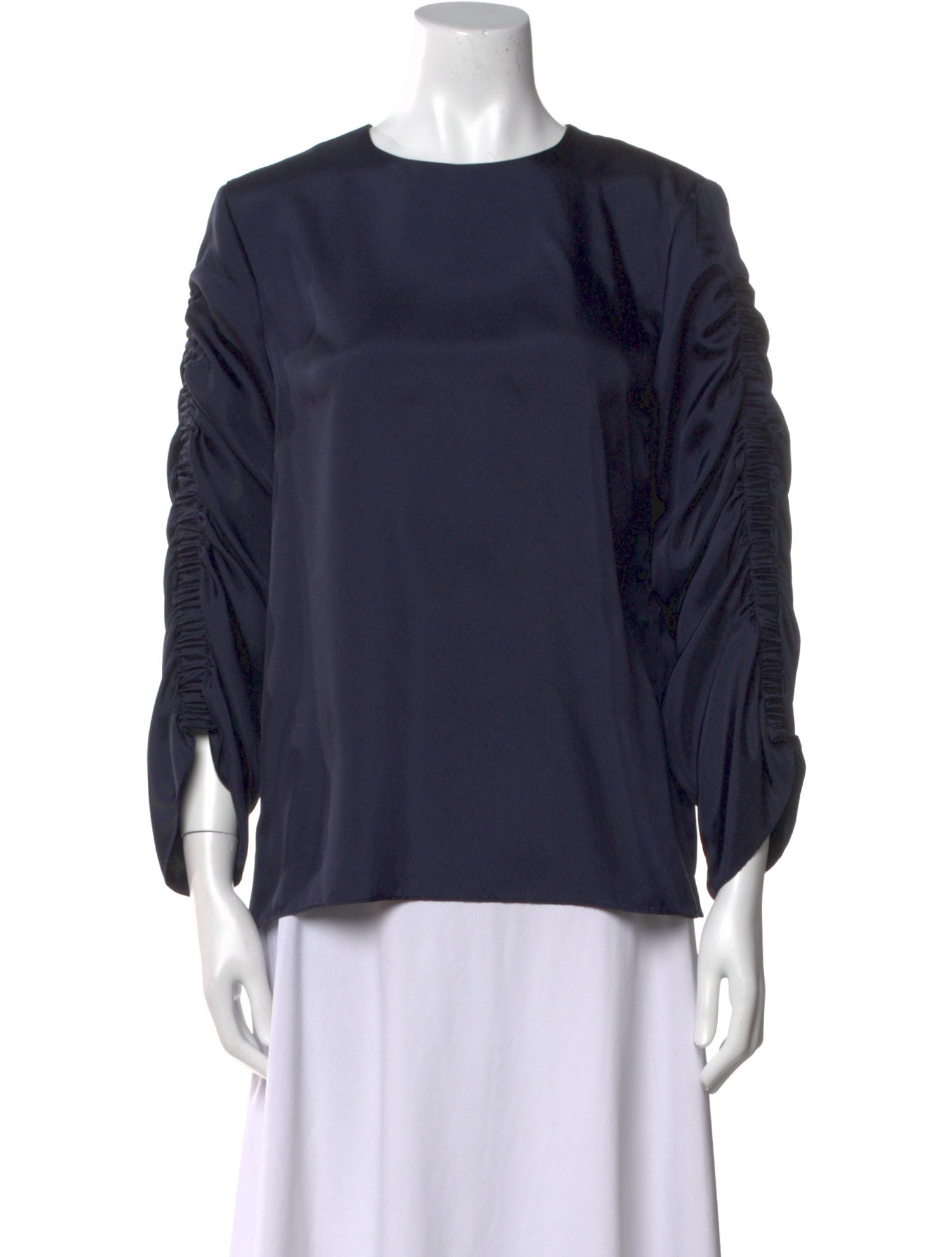 Tibi Crew Neck Long Sleeve Blouse