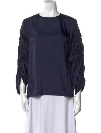 Tibi Crew Neck Long Sleeve Blouse
