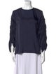 Tibi Crew Neck Long Sleeve Blouse