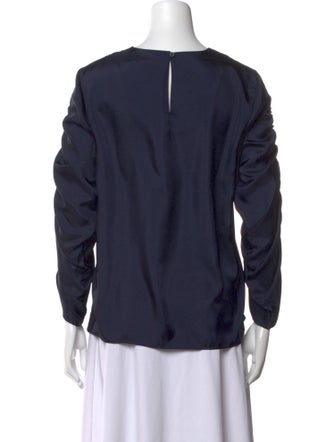 Tibi Crew Neck Long Sleeve Blouse