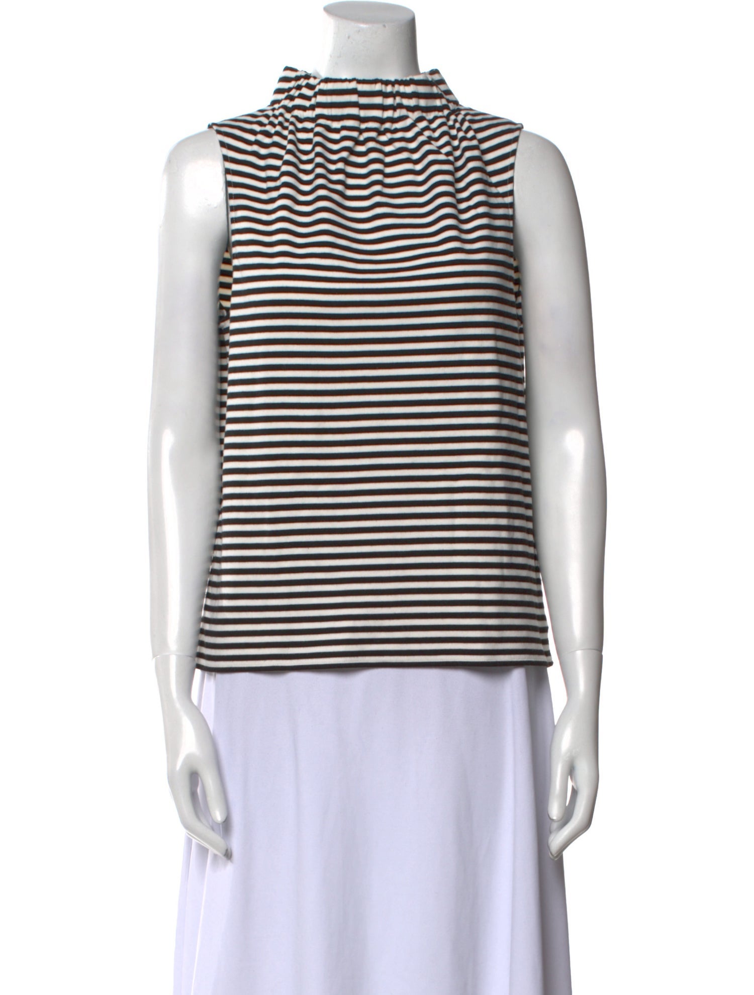Tibi Striped Mock Neck Top