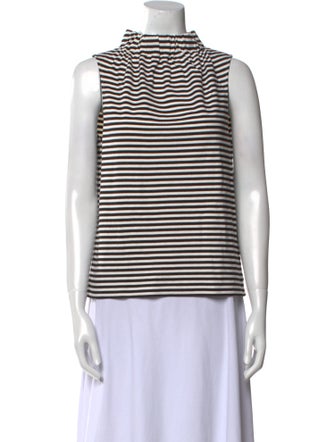Tibi Striped Mock Neck Top