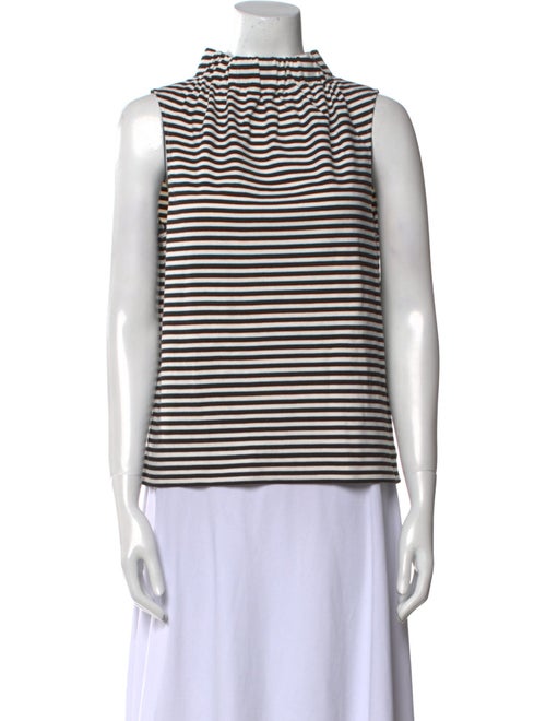 Tibi Striped Mock Neck Top