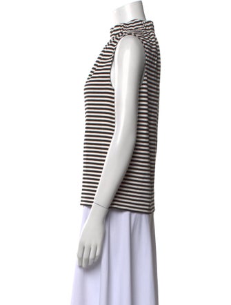 Tibi Striped Mock Neck Top