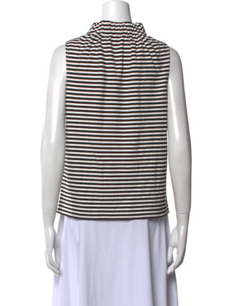 Tibi Striped Mock Neck Top