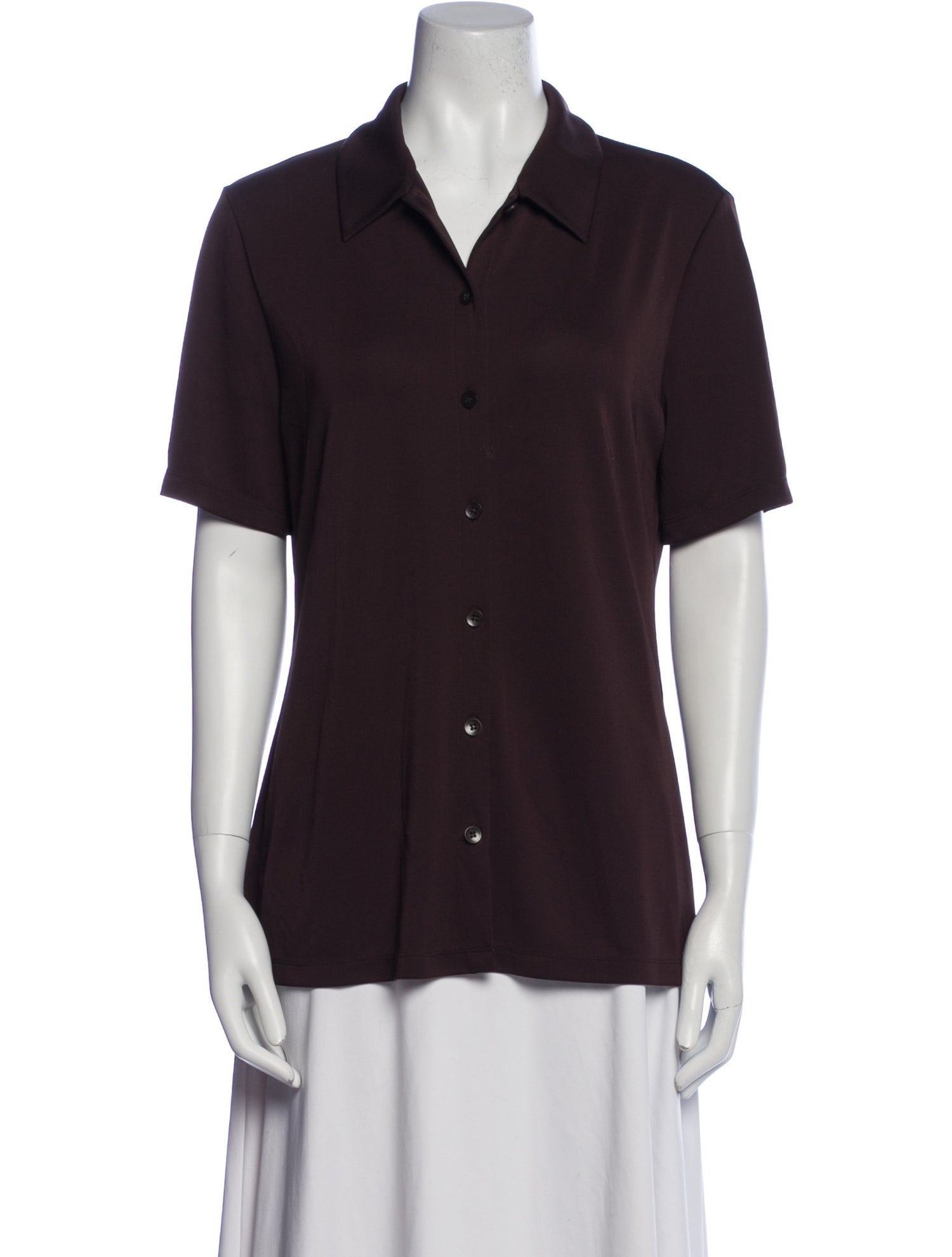 Tibi Short Sleeve Button-Up Top
