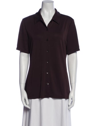 Tibi Short Sleeve Button-Up Top