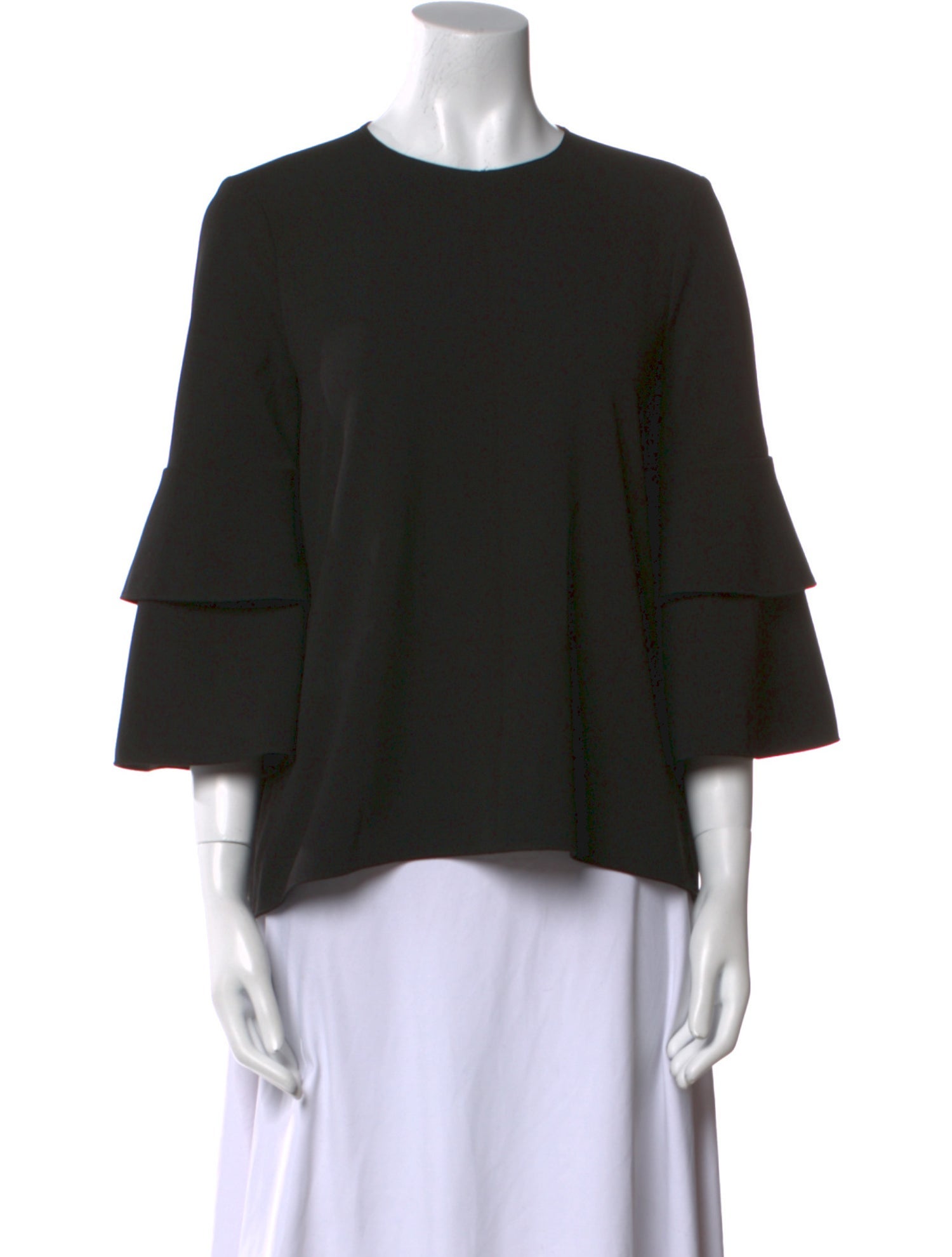 Tibi Crew Neck Three-Quarter Sleeve Blouse