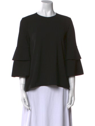 Tibi Crew Neck Three-Quarter Sleeve Blouse