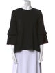Tibi Crew Neck Three-Quarter Sleeve Blouse