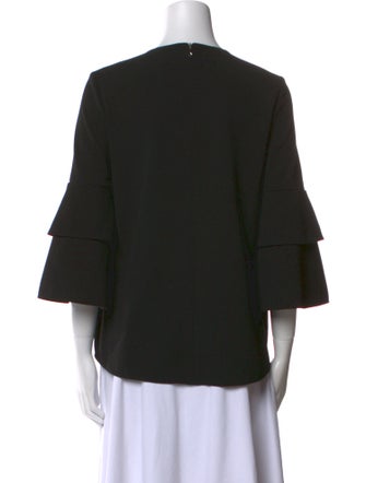 Tibi Crew Neck Three-Quarter Sleeve Blouse