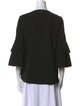 Tibi Crew Neck Three-Quarter Sleeve Blouse