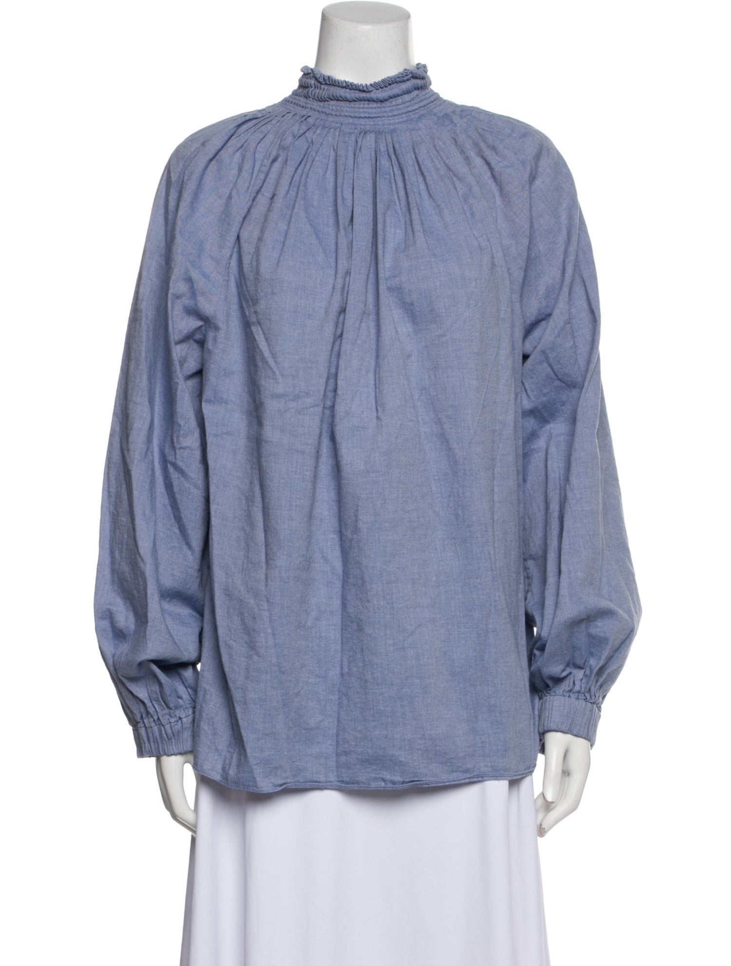 Tibi Mock Neck Long Sleeve Blouse