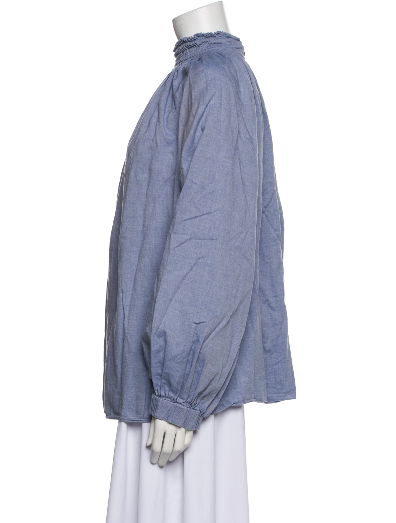 Tibi Mock Neck Long Sleeve Blouse