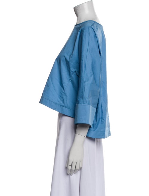 Tibi Scoop Neck Three-Quarter Sleeve Crop Top