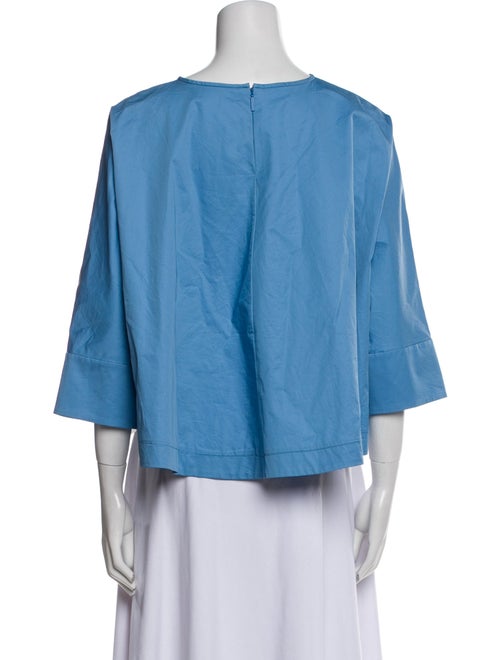 Tibi Scoop Neck Three-Quarter Sleeve Crop Top