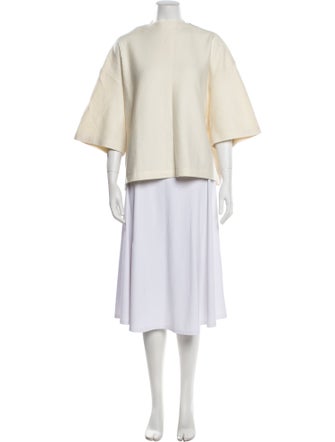 Tibi Bateau Neckline Three-Quarter Sleeve Sweatshirt