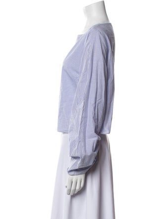 Tibi Striped Scoop Neck Crop Top