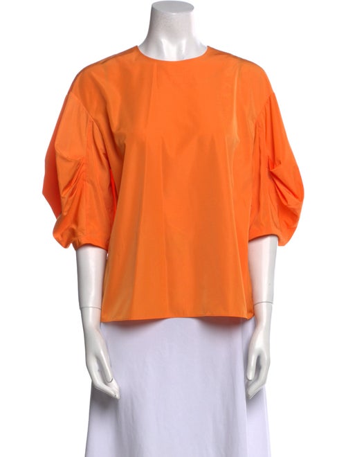 Tibi Crew Neck Three-Quarter Sleeve Blouse