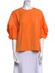 Tibi Crew Neck Three-Quarter Sleeve Blouse