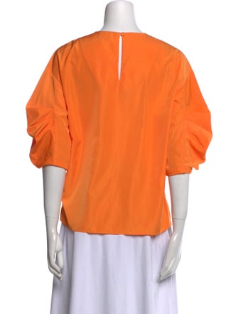 Tibi Crew Neck Three-Quarter Sleeve Blouse